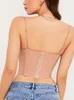 Asie Corset Top Froncé Moulante Fermeture Éclair Col Bénitier Désossage 2 Couches Élastique Réservoir Sexy Peplum Crop 220318