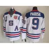 Maglie da hockey Nivip 2010 Team USA 9 Zach Parise 88 Patrick Kane 81 Phil Kessel 28 Brian Rafalski 39 Miller 15 Langenbrunner Sticthed Blu Bianco