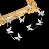 Śruba śrubowa srebrna złote metalowe klipy ucha motyla bez przekłuwania dla kobiet błyszczącego mankietu cyrkonu klipsy ślubne żyd