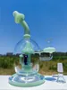 9 POLLICI 24 CM Crema Blu Fungo Filtro Colore misto Recycler Bong in vetro di grandi dimensioni Tubi per l'acqua Narghilè Tabacco comune Ciotola da 14 mm