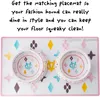 Designer Dog Bowls and Placemats Set Food Grade Non-Skid BPA-Free Chip-Proof Tip-Proof Dishwasher Safe Malamine Bowls with Fun Brand Parody Designs 2 Bowl 23 OZ J01