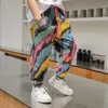 Chegando meninos amarre corante calças casuais acordos de moda de primavera pintando pintura impressão de moletom de moletom de algodão calça longa 220808