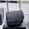 أكياس الكتف Niki Baby Chain Bag Crinkled Vintage Leather Womens Clusts Clutch Convertible Sitble Flap Designer Crossbody Handbag