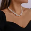 Elegante collana a catena con clavicola con perline di perle barocche per le donne da sposa Kpop dolce girocollo gioielli accessori per feste