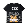 Mens Top Quality Pure Cotton T Shirts Fashion Cute Cartoon Tiger Print Tees Womens Black Apricot Tops Summer Shirt Asian Size S-XL