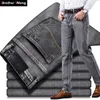 2020 New Men s Stretch Regular Fit Jeans Business Casual Classic Style Fashion Denim Trousers Male Black Blue Gray Pants LJ200903