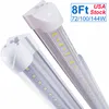 T8 8FT LED-winkel Lichtarmaturen 72W V-vormige buislampen Lampen 8VOOT 2.4M Plafondverlichting Vervangen Fluorescerend Laag Profiel Linkbaar Geïntegreerd Plafond Gemonteerd Oemled