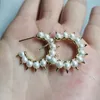 Stud Kurshuni Gothic Punk Pearl And Rivet C Shap Earring For Women Luxury Quality Jewelry Personity Trend Danger Tribe