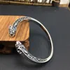 Bracelet jonc en argent sterling fait à la main avec motif tête de mort et dragon vintage Melv22