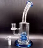 9 inch Thick Glass Water Bong Hookah with Blue Base Delicate Oil Dab Rigs Smoking Pipes Tire Perclator recycler