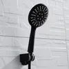 Pommeau de douche mural à 3 fonctions noir mat avec tuyau et support de douche 220525