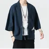 Herrjackor herr kimono mantel fritid cardigan harajuku outwear haori japansk tunn kappa traditionella kläder lös tang kostym