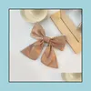 Hair Clips Barrettes Women Solid Color French Pearl Fabric Elegant Large Bow-Knot Hairpin Female Version Retro Silk Top Decoration Dhuyp