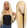 28 30 Inch 13x4 Straight 613 Blonde Bone Straight Human Hair Wigs Brown/Burgundy/Pink Colored Glueless Synthetic Frontal Wig For Women