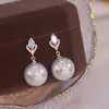 Dangle lustre élégant grande perle simulée boucle d'oreille pour les femmes à la mode cristal boucles d'oreilles femme bijoux de fête de mariage OorbellenDangle