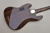 Factory Custom Zebra Wood 5-snarige elektrische basgitaar met Zebra Benebord Gold Hardwares Transparant Pickguard Aanbieding Aangepast