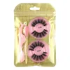 New 3D Mink Eyelashes Faux Mink Lashes 2 Pairs Round False Eyelash Kit 100% Cruelty Free Natural Long Short Fake Eye Lash Brush with Tweezer Set for Makeup