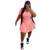 Vestido feminino de duas peças conjunto saia plissada lazer plus size roupas femininas roupas esportivas de verão S-5xl