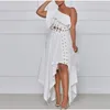 Plus Size Dresses Ruffle One Shoulder Elegant Asymmetric White Prom Dress 4XL Robe Sexy Hollow Out Irregular Club Party Bridesmaid