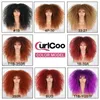 Pelo corto Afro rizado pelucas con flequillo para mujeres negras africano sintético Ombre Glueless Cosplay Rubio Rurple peluca roja 220707