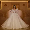 Sparkly Ball Gown 2022 Wedding Dresses Sheer Neck Long Sleeve Bridal Gowns Lace Appliques Wedding Dress