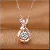 Pendentif colliers 925 Sterling Sier pour les femmes bijoux de luxe fiançailles mariage or Rose cristal collier Carshop2006 Dr Carshop2006 Dh2Vv