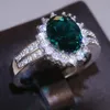 Bröllopsringar klassiska prinsessan klippte grön kristall för kvinnor cz förlovningsring mode smycken gåvor tillbehör weddingwedding rita22