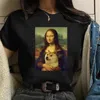 Harajuku esthetische vrouwen Mona Lisa t-shirt masker spoof persoonlijkheid olie schilderij tops vrouwelijke t-shirt vintage 90s cartoon kleding