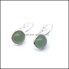 Charm Sier Plated Green Aventurine Quartz Healing Crystal Charms ￶rh￤ngen Geometriska naturliga sten￶rh￤ngen f￶r kvinnor juvel carshop2006 dh5sq