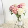 Couronnes de fleurs décoratives 1pc belle rose simulation soie artificielle petit bouquet blanc maison fête hiver décoration de mariage faux flo