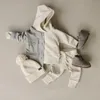 Set di abbigliamento in cotone per bambini Kintting Neonati maschi Primavera Autunno Tuta allentata con cappuccio Pantaloni 2 pezzi Set di vestiti 220519