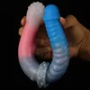 Sklave 29CM kokett roter Doppelkopf realistischer Eicheldildo weiches sexy Spielzeug für Frauen lesbische Produkte Flüssigsilikon-Analplug