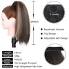 Kinky Straight Ponytail Extension for Black Highlights Women Wrap Around Yaki Straights Pony Tail Clip in Hairpiece Shoulder Length Human Hair Extensions (2/27)