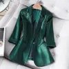 Affaires demi manches Fit Blazers imiter Satin femmes été Style coréen rétro costume manteaux femme Chic bureau basique solide