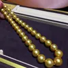 Catene Enorme Elegante 18 "12-15mm 12mm Orecchino Naturale del Mare del Sud Genuino Collana di Perle Rotonde D'oro Catene di Gioielli da Donna Catene