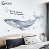 Abstrait géométrique baleine 3D ciel étoilé gros poissons stickers muraux meubles salon décoration autocollant décor à la maison art Y200103