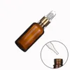 Emballage vide Bouteille en verre brun Collier en or Flacons compte-gouttes à dessus blanc avec couvercle transparent Récipient d'emballage cosmétique rechargeable 5 ml 10 ml 15 ml 20 ml 30 ml 50 ml 100 ml