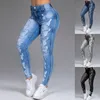 Jeans femininos de grandes dimensões Ripped Hole Lápis Plus Size Jeggings Solid Summer Summer Casual Cantura alta Slim Denim Streetwears