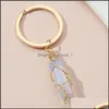 Schlüsselringe Schmuck Neue Design Keychain Colorf Naturstein Türkis Ketten Drahtwickel Ring für Frauen Männer Handtasche Accessorie DHSO2