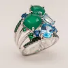 Cluster Rings GEM'S BALLET Natural Green Agate Topaz Finger Ring For Women Wedding Real 925 Sterling Silver Stack Gemstones Fine Jewelry