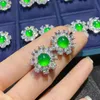 Stud High Quality 925 Silver Emerald Sunflower Jade örhängen för kvinnor glittrande fest Fine Jewelry Lady Gift3174488