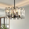 Modern Round Crystal Small Chandelier Lamp Black Simple Pendant Light For Living Room Restaurant Table Bar Indoor Villa Led Lamp