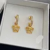 Fashion Designer Earrings V Letter Banshee Medusa Head 18K Gold Plated Womens VE08
