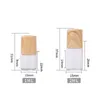 1ml 2ml 3ml 5ml Roll on Bouteille vide Verre transparent Échantillon cosmétique Crème pour les yeux Huile essentielle Flacons à rouleaux en acier Plastique Faux couvercle en bois Petit parfum Récipient rechargeable