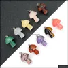 Charms Bijoux Résultats Composants Mélanger Pierre Naturelle Quartz Cristal Améthyste Agates Aventurine Champignon Pendentif Pour Diy Making Drop Delive