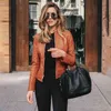 Casual Frau Zipper Leder Jacke Frühling Mode Lange Hülse O-ansatz Reine Farbe Jacken Für Frauen 2022 Schwarz Schlank Pu Veste femme L220801