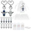 20 pz/set Angelo Portachiavi Favori con Grazie Kraft Tag Bianco Sacchetti di Organza per la Ragazza Ragazzo Battesimo Festa di Nozze Favori