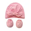 Bébé indien casquettes gants ensemble nouveau-né lapin oreille noué chapeau mitaines filles Turban doux coton tête enveloppe enfants Bonnet bonnet photographie accessoires cheveux accessoires B8104