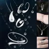 Ohrringe Halskette 4pcs Modeswasser Drop Ring Ring Armband Set Hochzeit Daily Birthday Party Valentinstag Schmuckgeschenke PR Verkauf