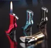 En yeni yüksek topuk daha hafif ayakkabılar 3 tarzı şişirilebilir gaz metal puro bütan sigara metal çakmaklar sigara alet aksesuarı